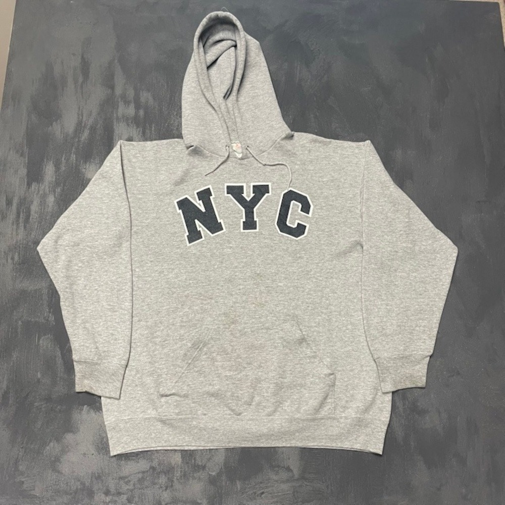 Vintage NYC Graphic Hoodie‎ Mens XL Gray 90s Fruit of the Loom